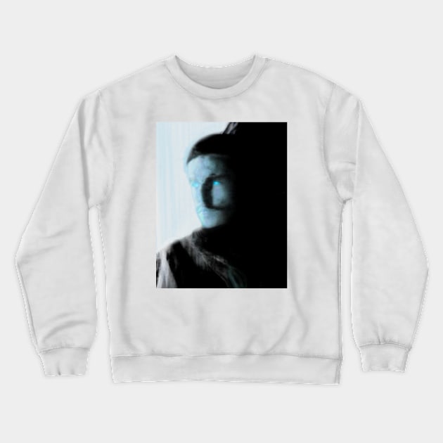 Portrait, digital collage, special processing. Bright side, survival guy. Man between light and darkness. Light blue. Crewneck Sweatshirt by 234TeeUser234